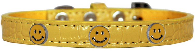 Happy Face Widget Croc Dog Collar Yellow Size 14